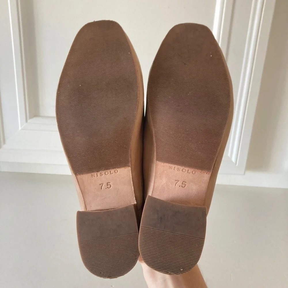 Nisolo Anthropologie All Day Honey Leather Heeled Mules Sz 7.5 - Picture 7 of 7